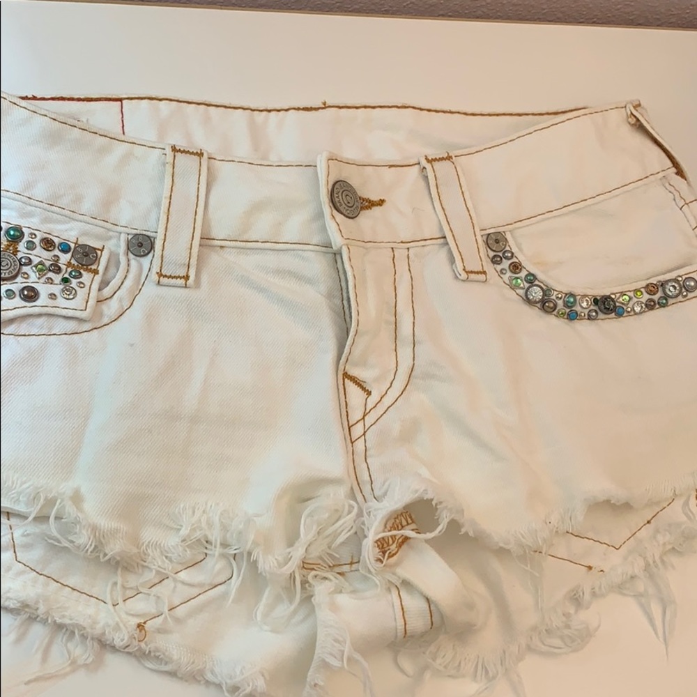 True Religion White Denim Shorts